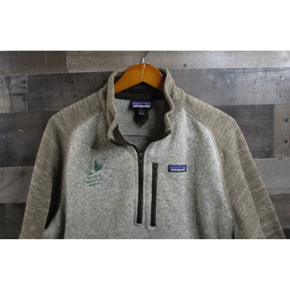 Patagonia Better Sweater Men Large Gray Brown Yosemite Mountain 1/4 Zip Pullover